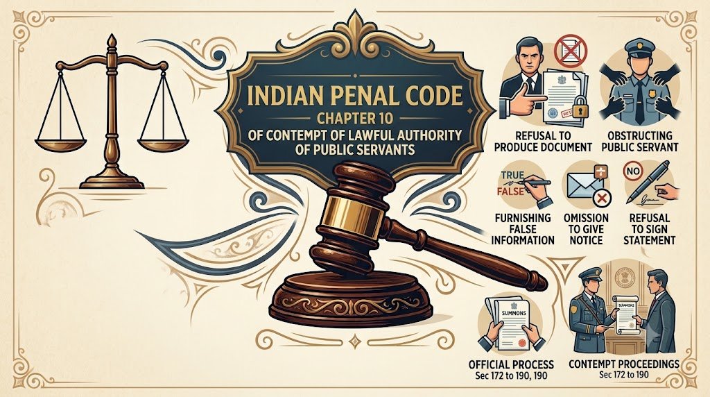 लोक सेवकों के प्राधिकार का अवमान IPC 172-190